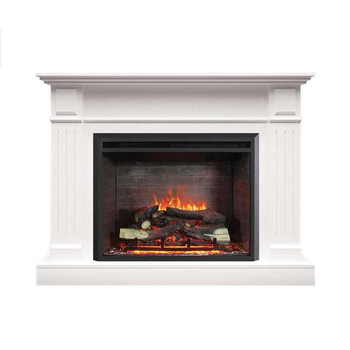 Berwick 2000W Electric Fireplace Heater White Mantel Suite with 30" Primo Insert - Moda Living