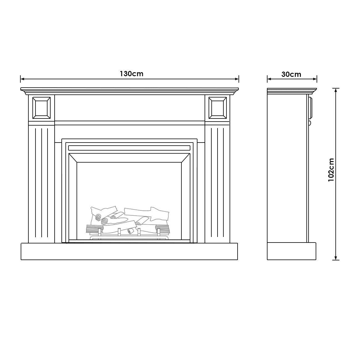 Berwick 2000W Electric Fireplace Heater White Mantel Suite with 30" Primo Insert - Moda Living