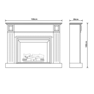 Berwick 2000W Electric Fireplace Heater White Mantel Suite with 30" Primo Insert - Moda Living