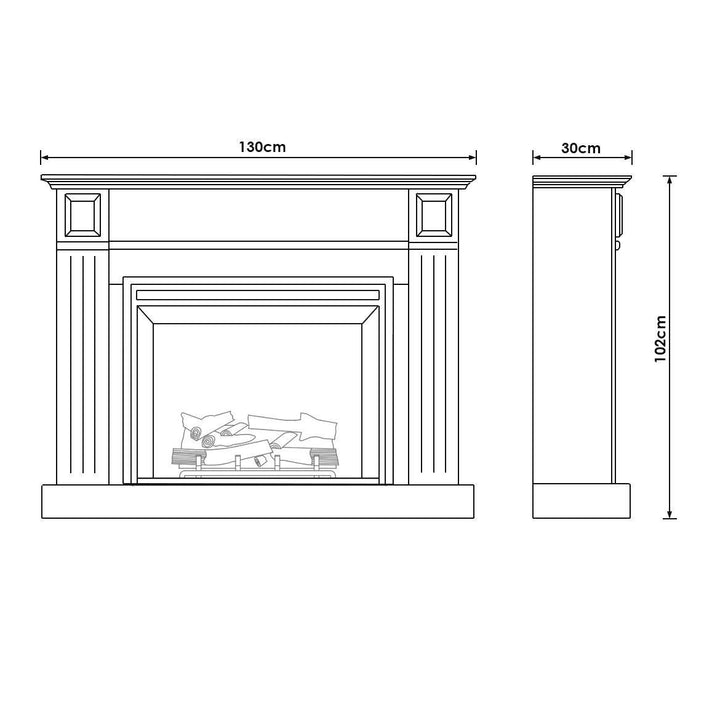 Berwick 2000W Electric Fireplace Heater White Mantel Suite with 30" Primo Insert - Moda Living