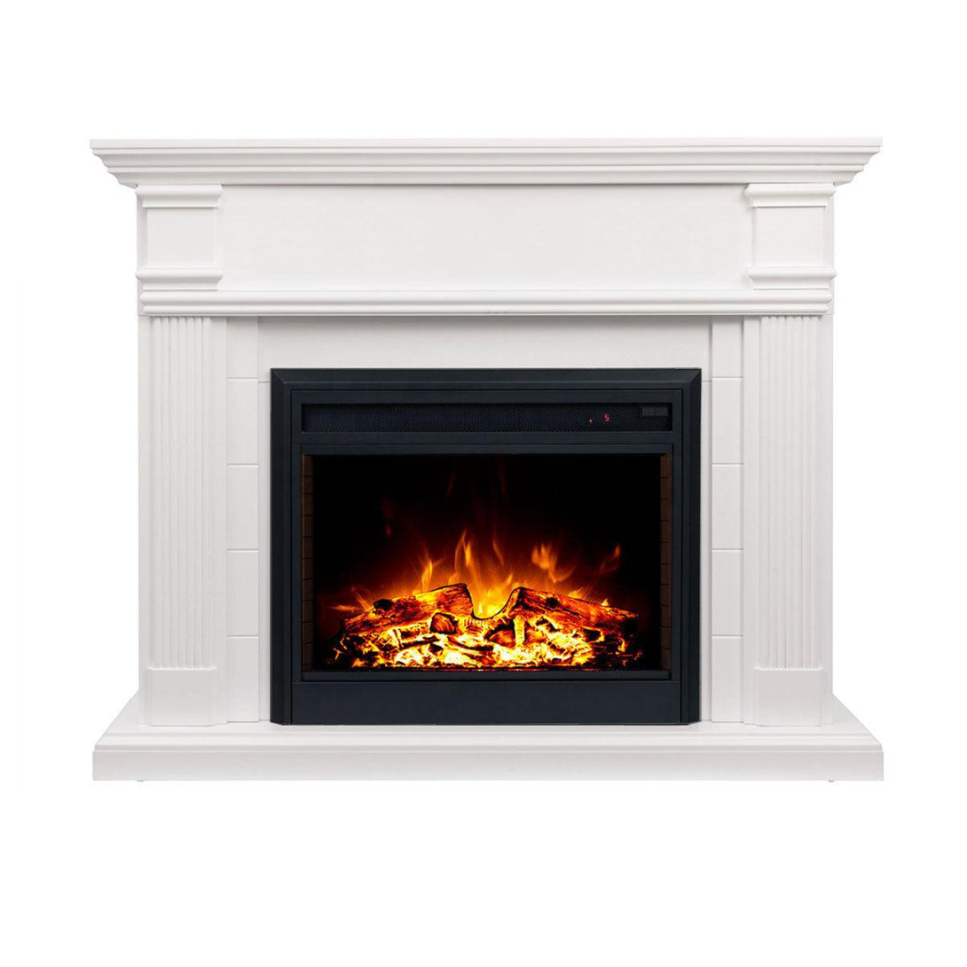 George 2000W Electric Fireplace Heater White Mantel Suite with 30" Moonlight Insert - Moda Living