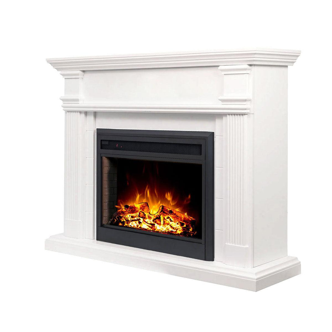 George 2000W Electric Fireplace Heater White Mantel Suite with 30" Moonlight Insert - Moda Living