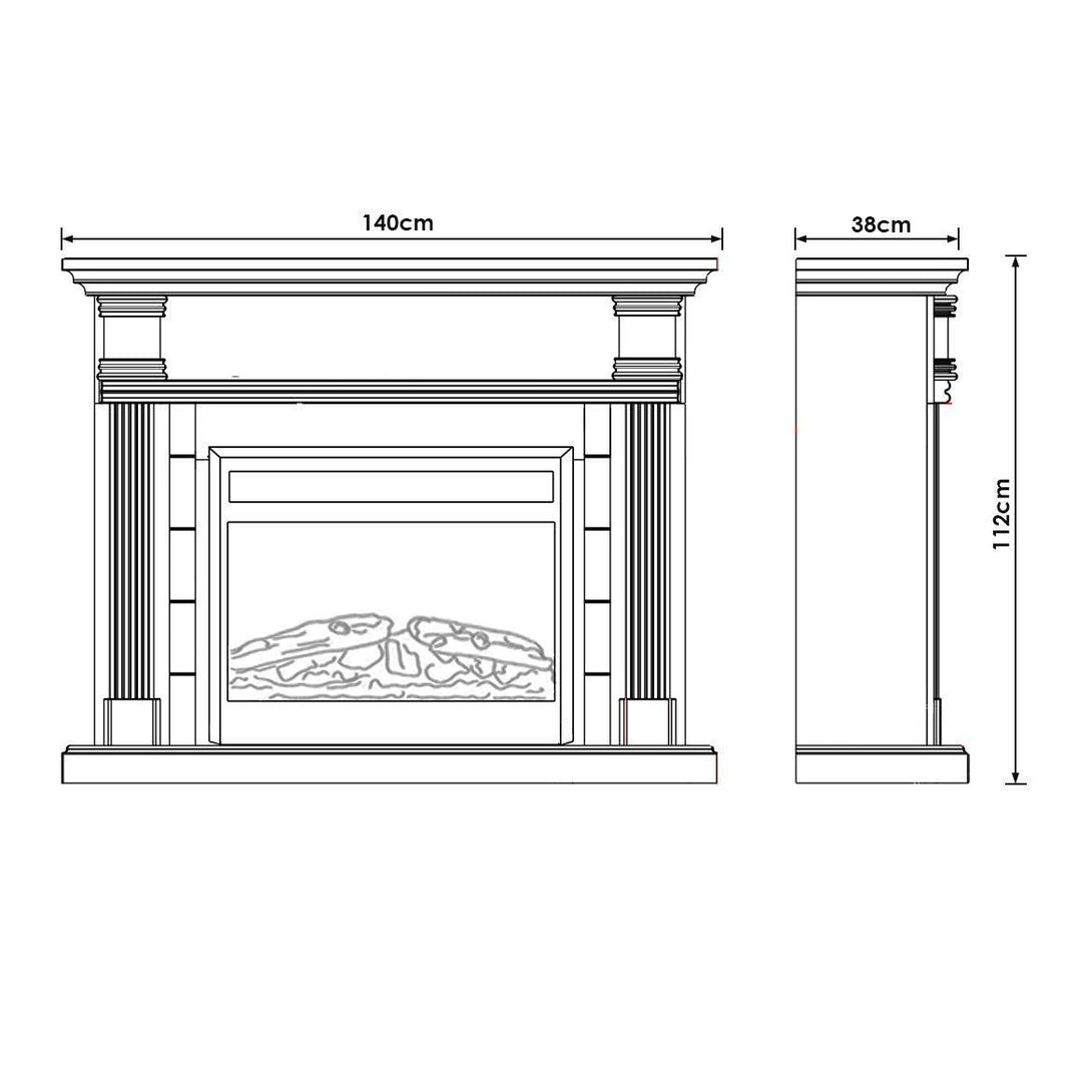 George 2000W Electric Fireplace Heater White Mantel Suite with 30" Moonlight Insert - Moda Living