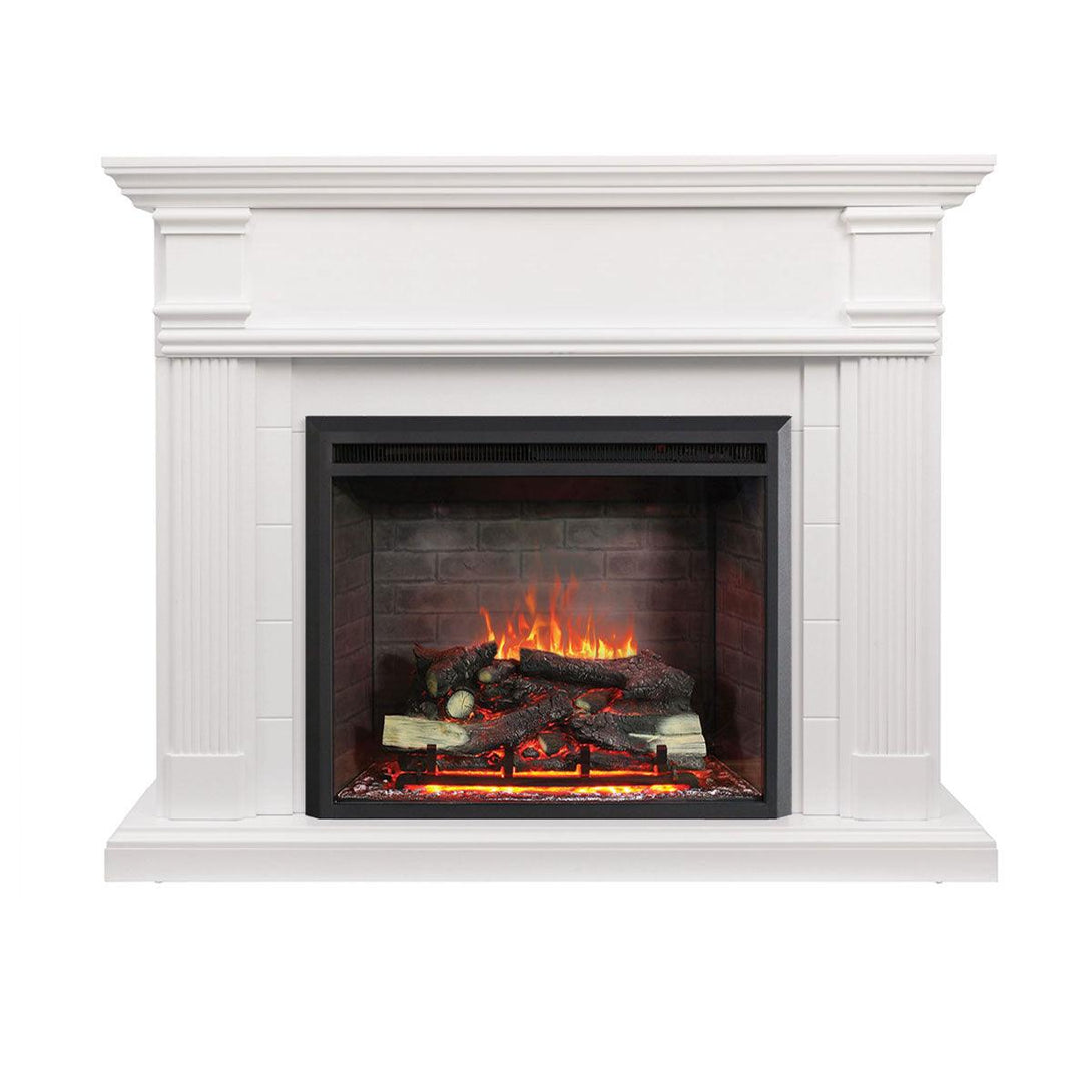 George 2000W Electric Fireplace Heater White Mantel Suite with 30" Primo Insert - Moda Living