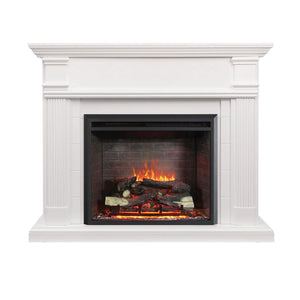George 2000W Electric Fireplace Heater White Mantel Suite with 30" Primo Insert - Moda Living
