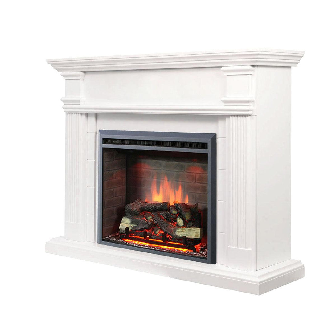 George 2000W Electric Fireplace Heater White Mantel Suite with 30" Primo Insert - Moda Living