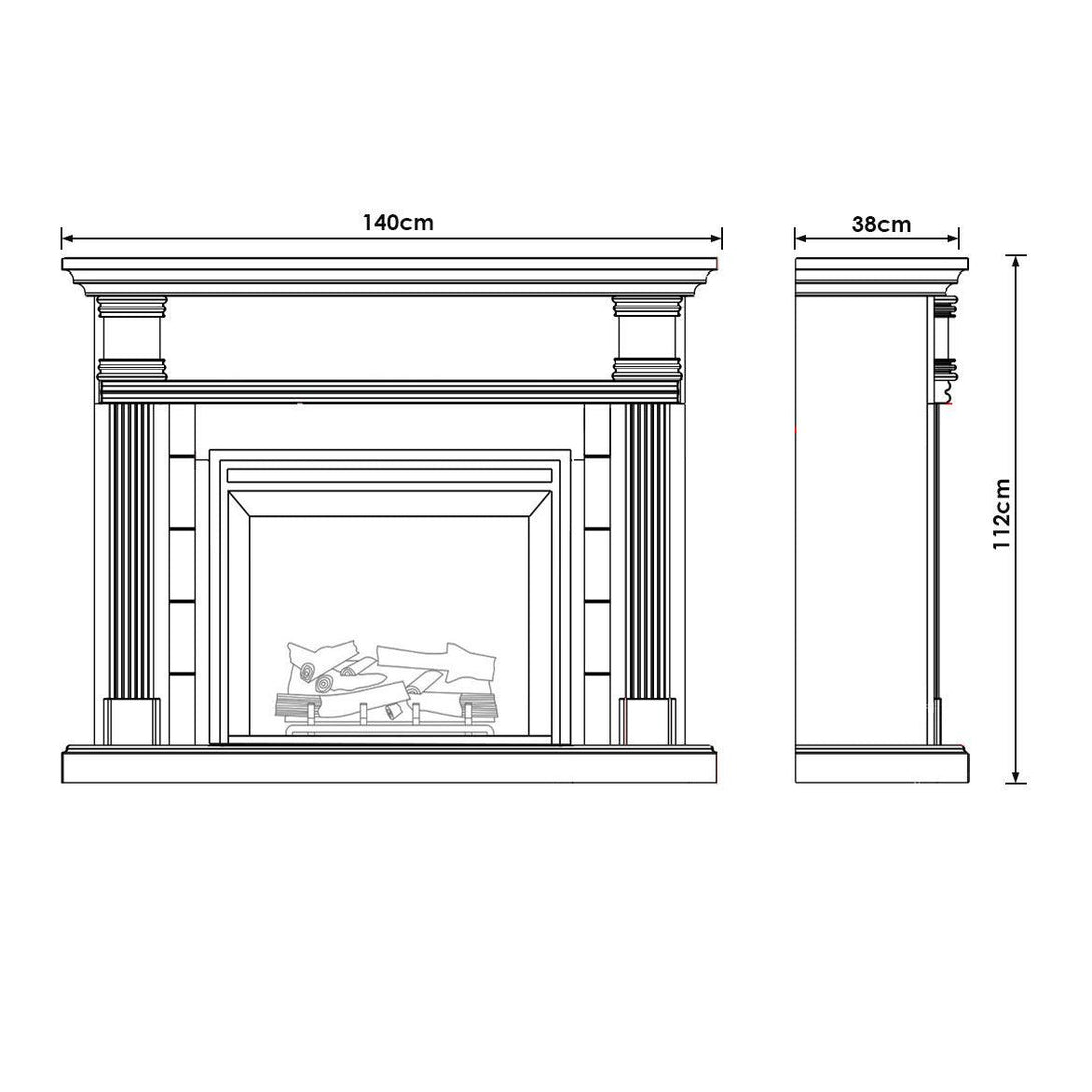 George 2000W Electric Fireplace Heater White Mantel Suite with 30" Primo Insert - Moda Living