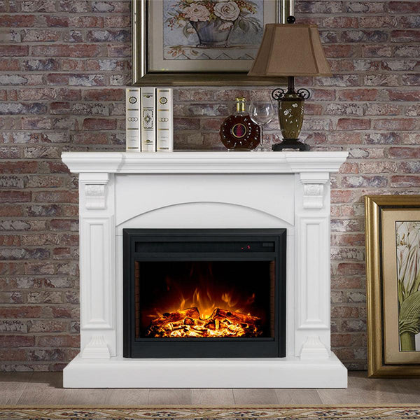 Cove 2000W Electric Fireplace Heater White Mantel Suite with 30" Moonlight Insert - Moda Living