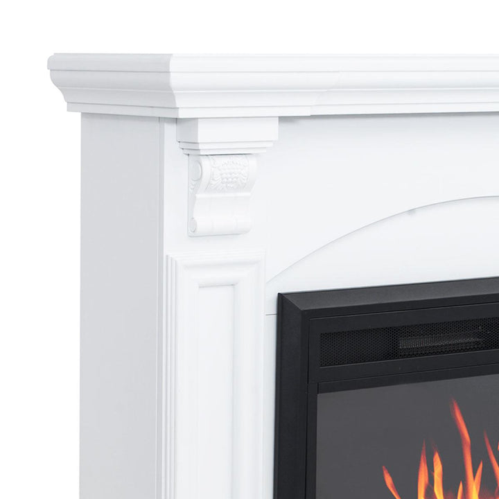 Cove 2000W Electric Fireplace Heater White Mantel Suite with 30" Moonlight Insert - Moda Living