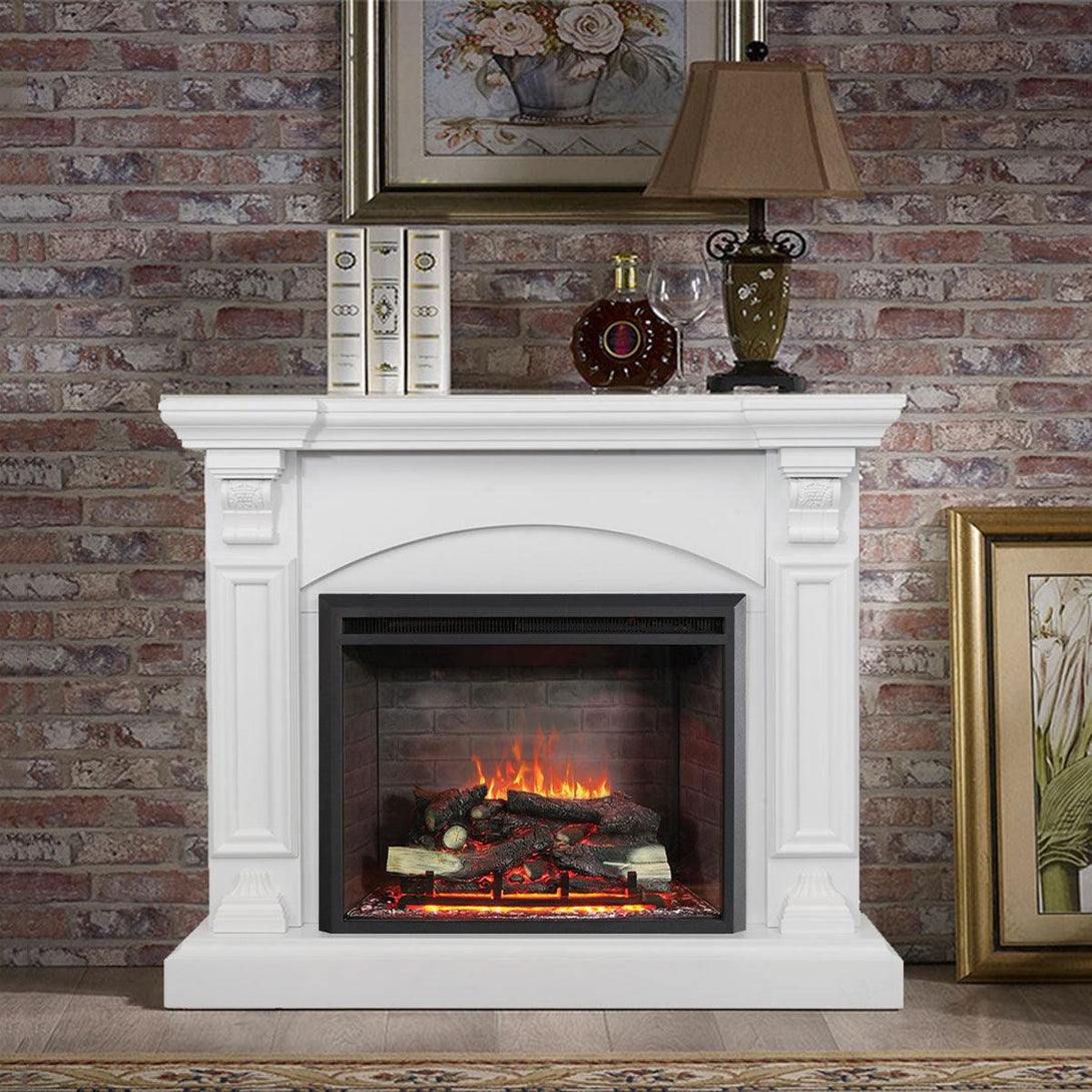 Cove 2000W Electric Fireplace Heater White Mantel Suite with 30" Primo Insert - Moda Living