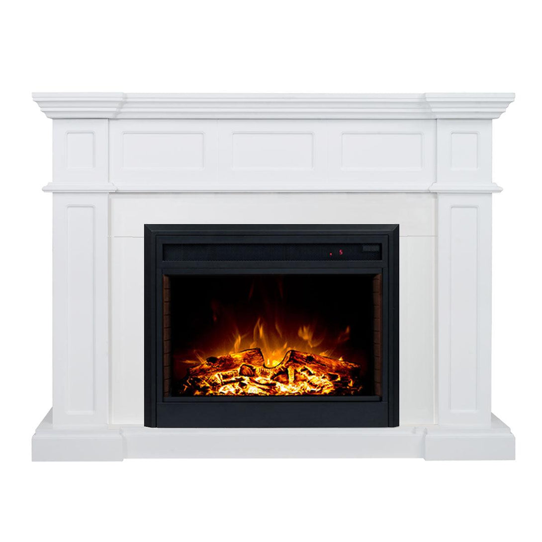 Hudson 2000W Electric Fireplace Heater White Mantel Suite With 30" Moonlight Insert - Moda Living