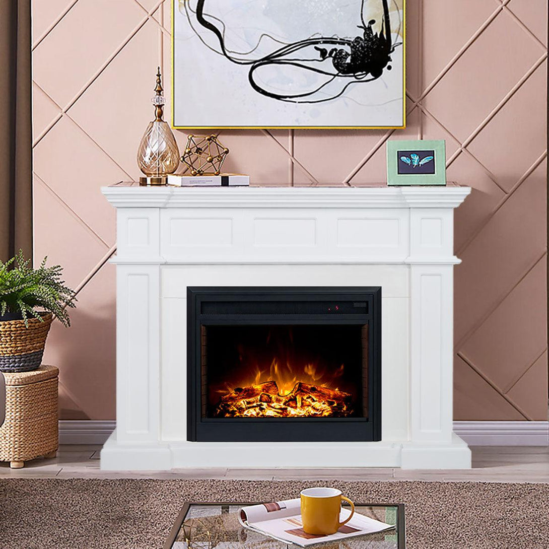 Hudson 2000W Electric Fireplace Heater White Mantel Suite With 30" Moonlight Insert - Moda Living