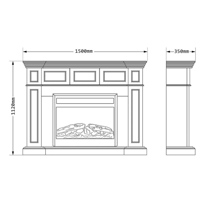 Hudson 2000W Electric Fireplace Heater White Mantel Suite With 30" Moonlight Insert - Moda Living