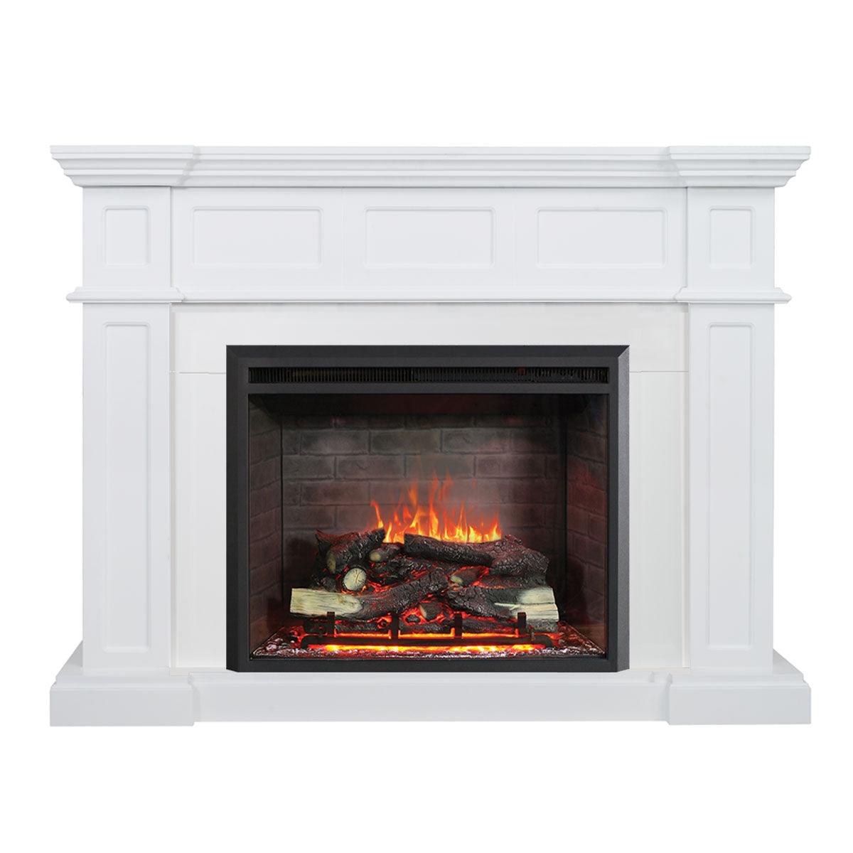 Hudson 2000W Electric Fireplace Heater White Mantel Suite With 30" Primo Insert - Moda Living