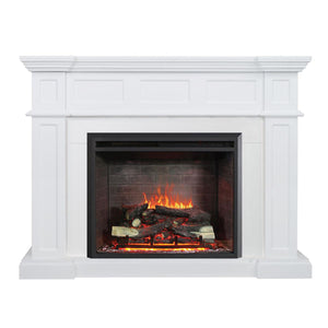 Hudson 2000W Electric Fireplace Heater White Mantel Suite With 30" Primo Insert - Moda Living