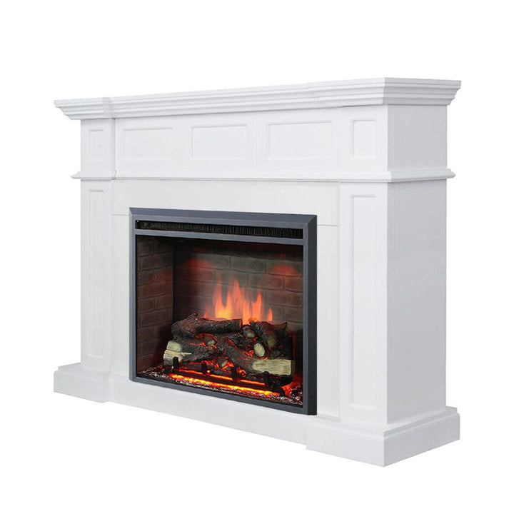 Hudson 2000W Electric Fireplace Heater White Mantel Suite With 30" Primo Insert - Moda Living