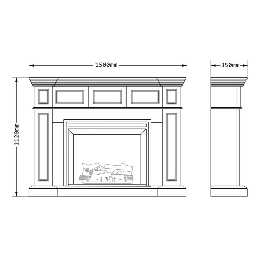 Hudson 2000W Electric Fireplace Heater White Mantel Suite With 30" Primo Insert - Moda Living