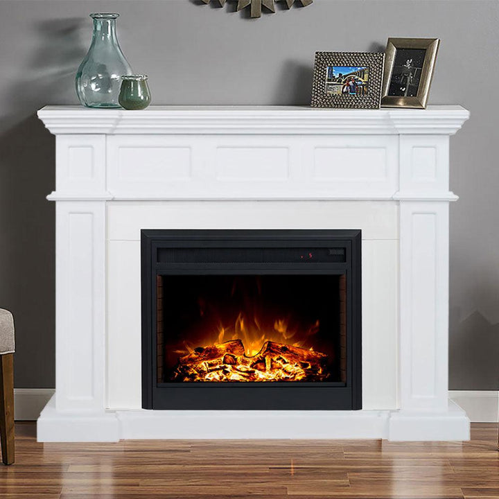 Hudson 2000W Electric Fireplace Heater White Mantel Suite With 30" Moonlight Insert - Moda Living