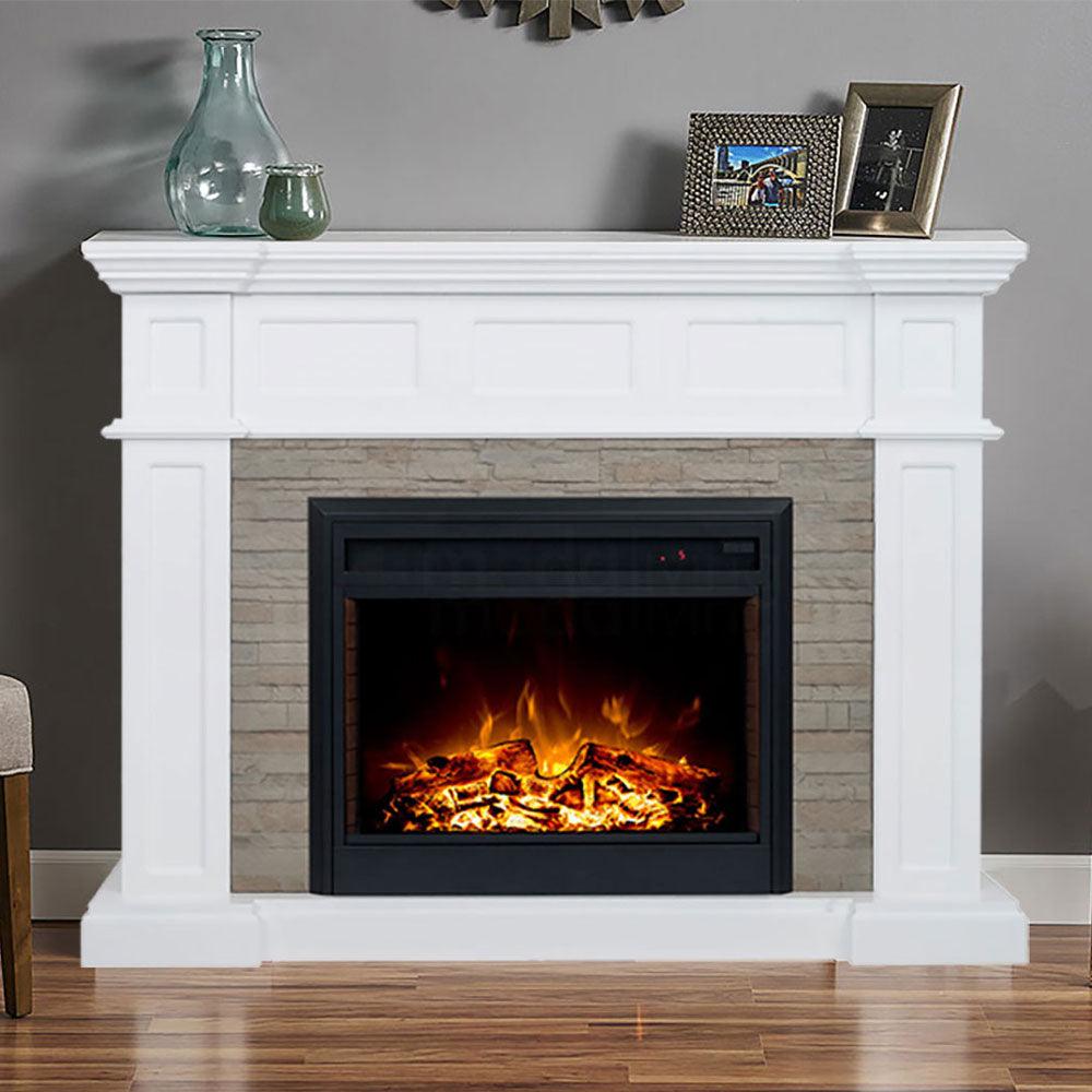 Hudson 2000W Electric Fireplace Heater Stone Veneer White Mantel Suite with  30 Moonlight Insert - Moda Living