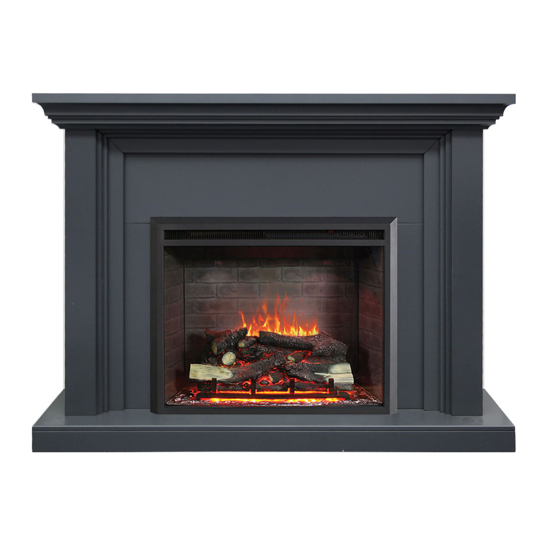 Kingsley 2000W Electric Fireplace Heater Grey Mantel Suite With 30" Primo Insert - Moda Living