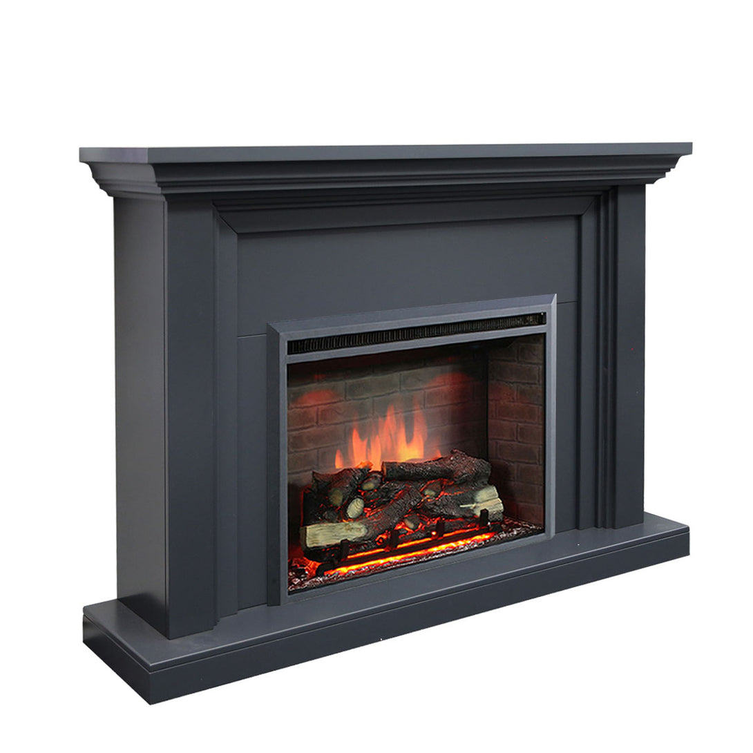 Kingsley 2000W Electric Fireplace Heater Grey Mantel Suite With 30" Primo Insert - Moda Living