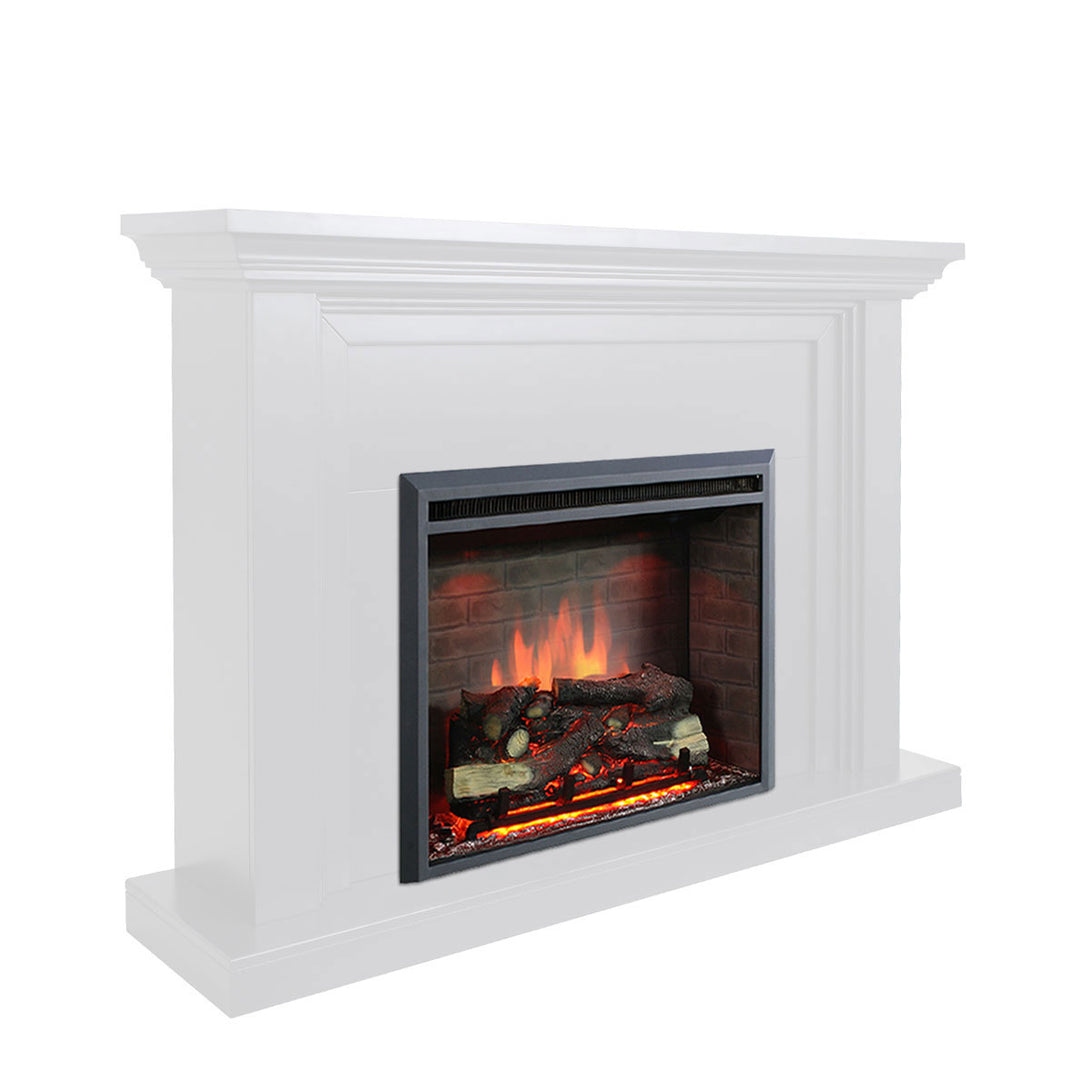 Kingsley 2000W Electric Fireplace Heater White Mantel Suite With 30" Primo Insert - Moda Living