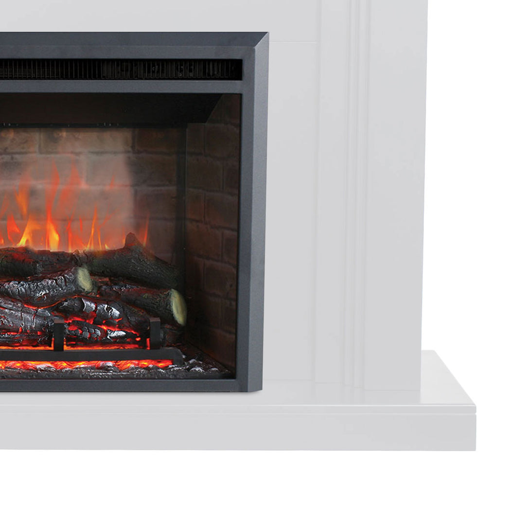 Kingsley 2000W Electric Fireplace Heater White Mantel Suite With 30" Primo Insert - Moda Living