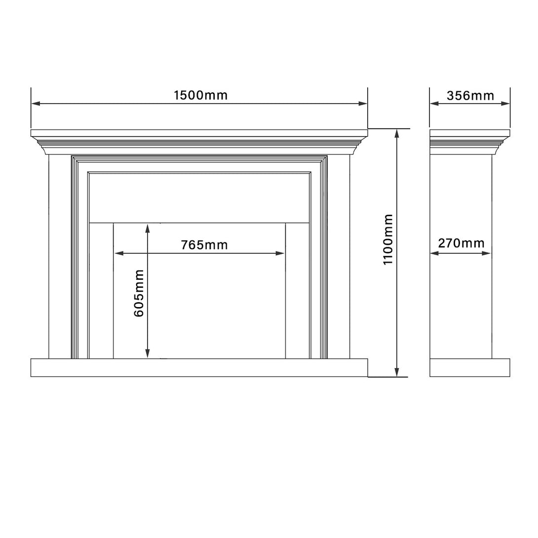 Kingsley 2000W Electric Fireplace Heater White Mantel Suite With 30" Primo Insert - Moda Living