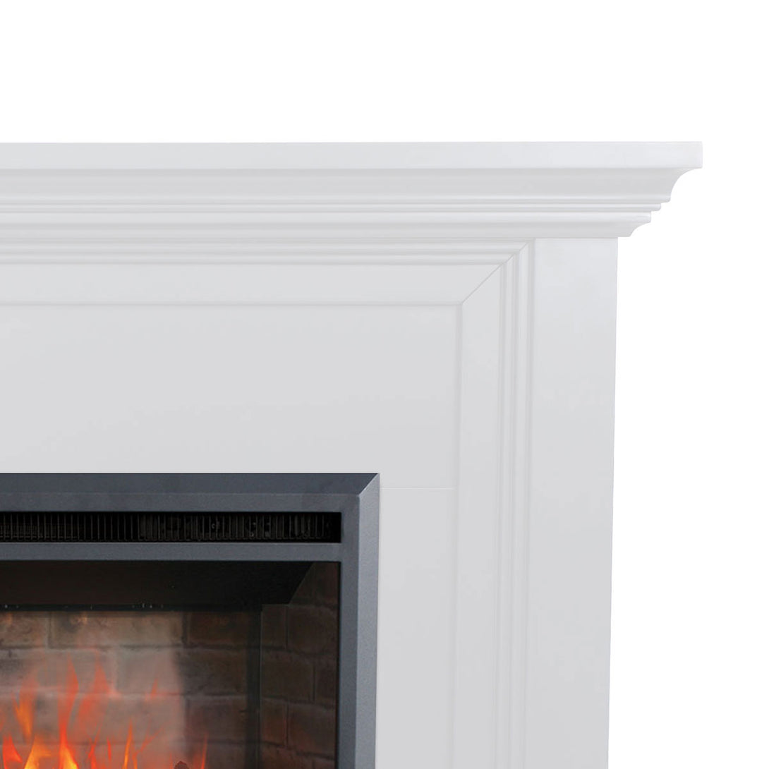 Kingsley 2000W Electric Fireplace Heater White Mantel Suite With 30" Primo Insert - Moda Living