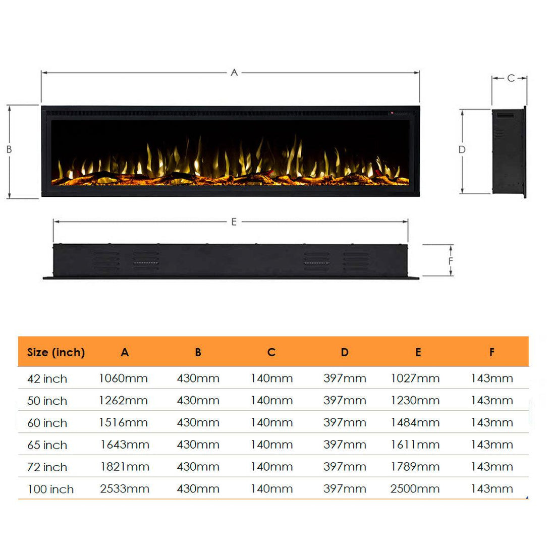 Concerto 1500W 100 inch Recessed / Wall Mounted Electric Fireplace - Moda Living