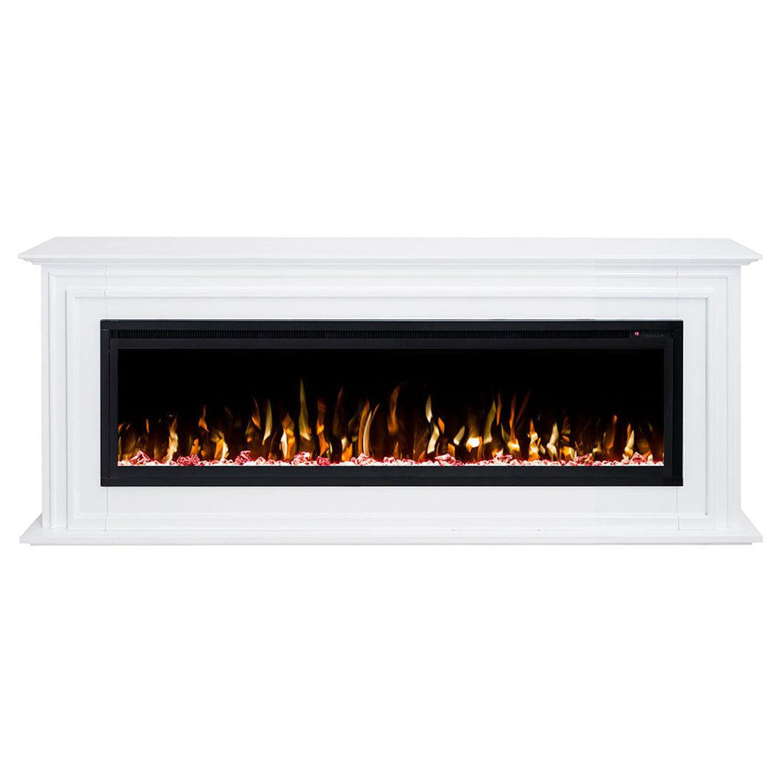 Concerto 1500W 60 Inch Electric Fireplace Insert with Eton White Mantel Suite - Moda Living