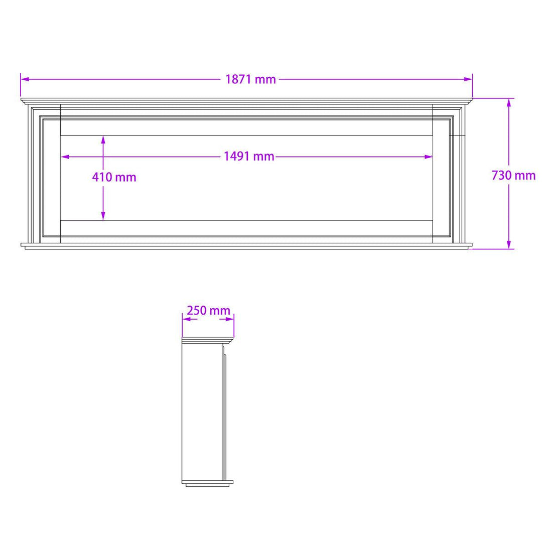 Concerto 1500W 60 Inch Electric Fireplace Insert with Eton White Mantel Suite - Moda Living