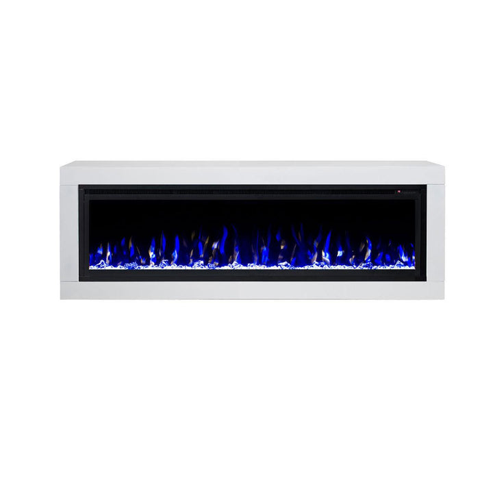 Concerto 1500W 60 Inch Electric Fireplace Insert with Horizon White Mantel Suite - Moda Living