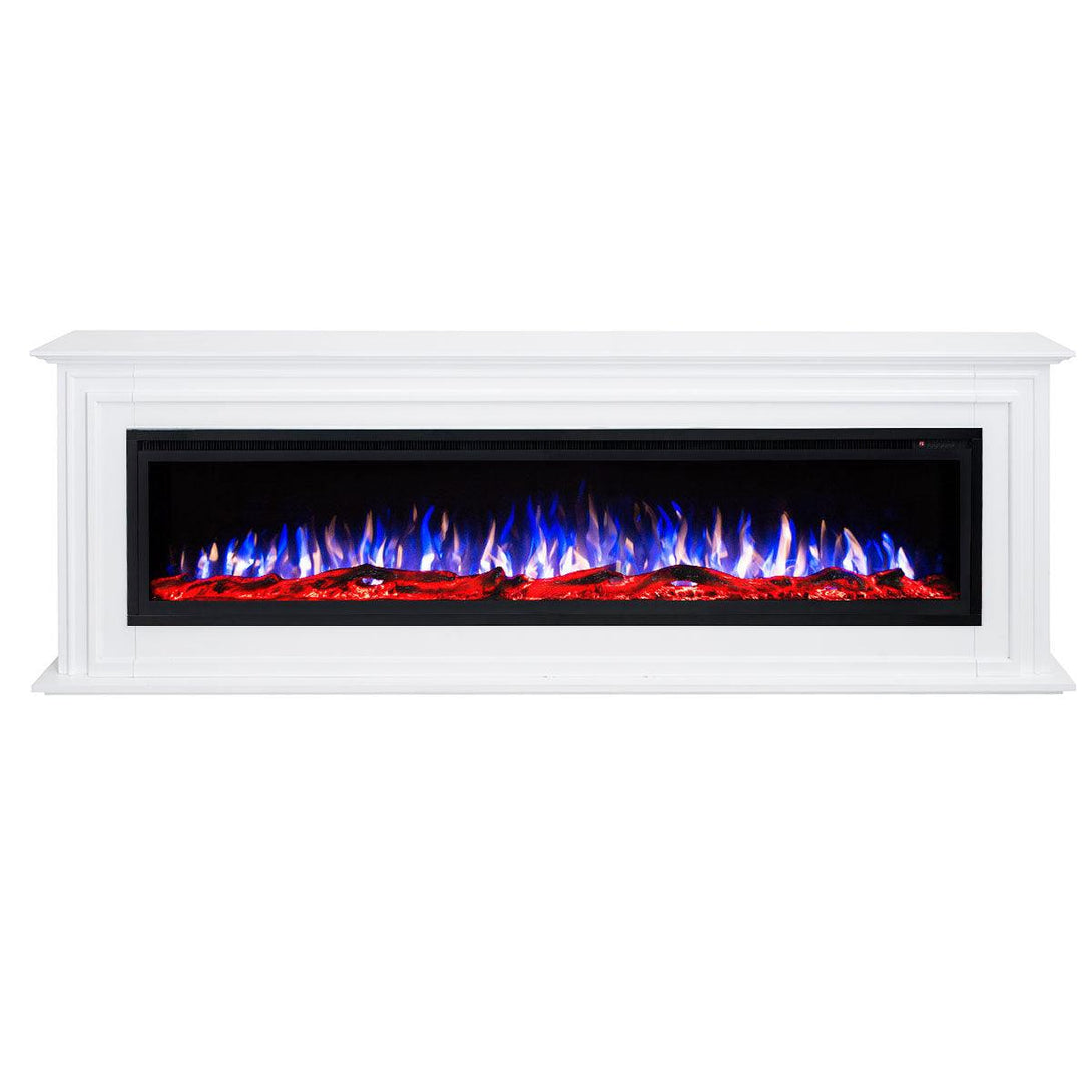 Concerto 1500W 72 Inch Electric Fireplace Insert with Eton White Mantel Suite - Moda Living