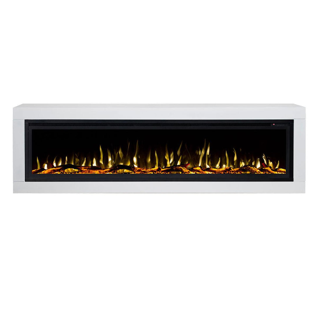 Concerto 1500W 72 Inch Electric Fireplace Insert with Horizon White Mantel Suite - Moda Living