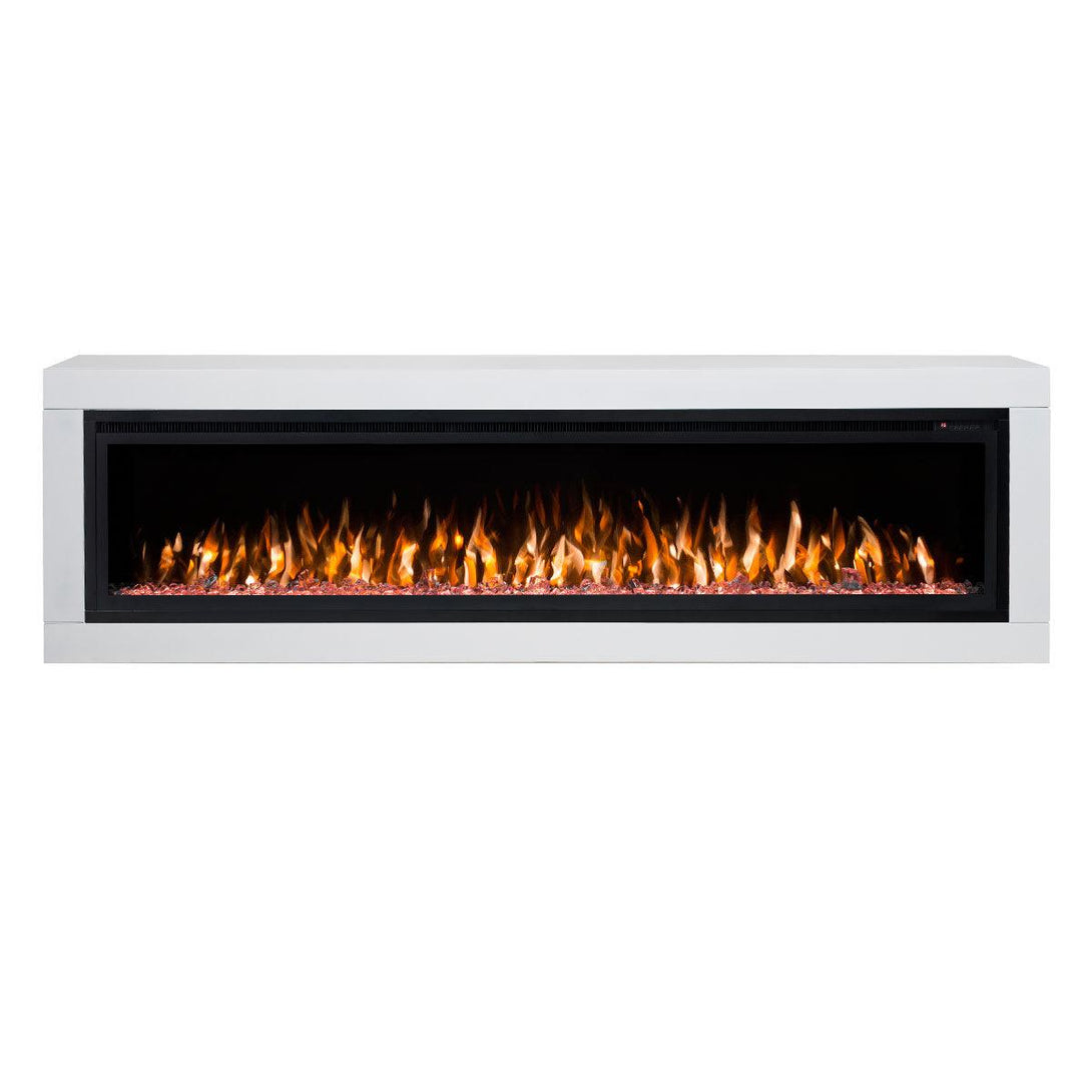 Concerto 1500W 72 Inch Electric Fireplace Insert with Horizon White Mantel Suite - Moda Living