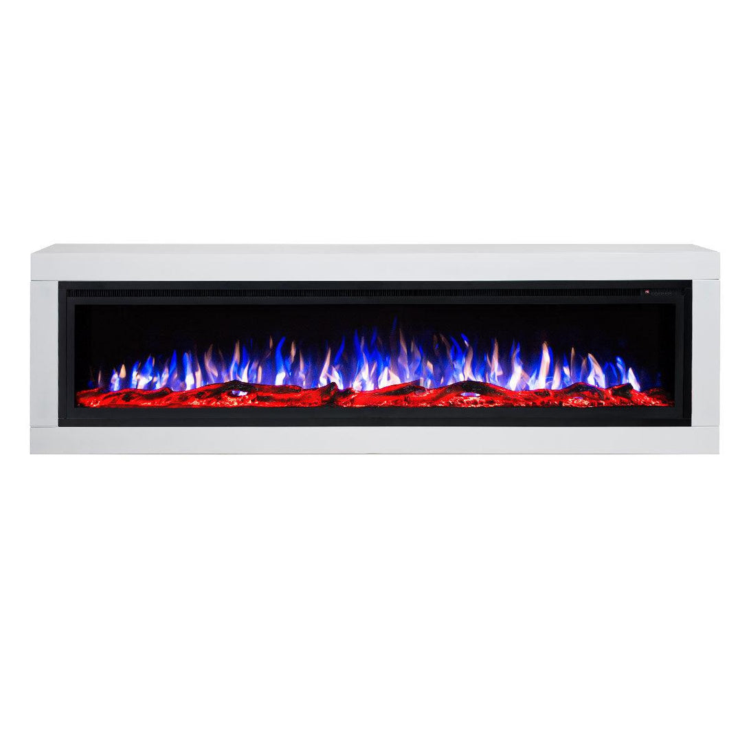 Concerto 1500W 72 Inch Electric Fireplace Insert with Horizon White Mantel Suite - Moda Living