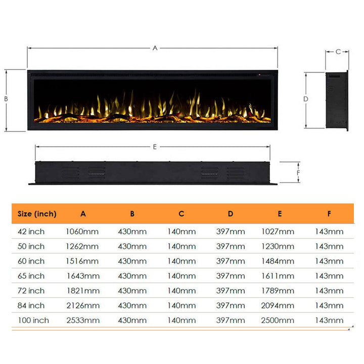 Concerto 1500W 84 inch Recessed / Wall Mounted Electric Fireplace - Moda Living