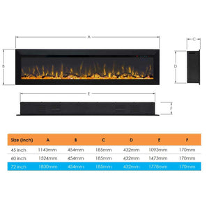 Herman 1500W 72 inch Built-in Recessed Electric Fireplace - Moda Living