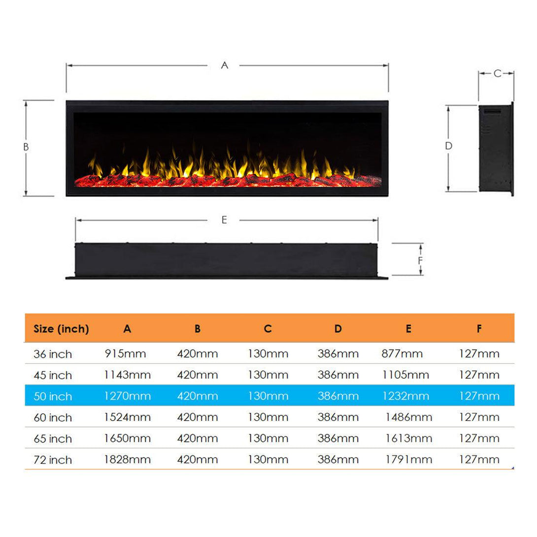 COMO 50 inch Built-in Recessed / Wall Mounted Electric Fireplace Decorative – No heat - Moda Living