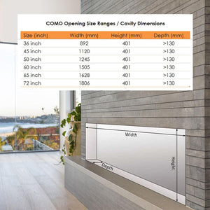 COMO 72 inch Built-in Recessed / Wall Mounted Electric Fireplace Decorative – No heat - Moda Living