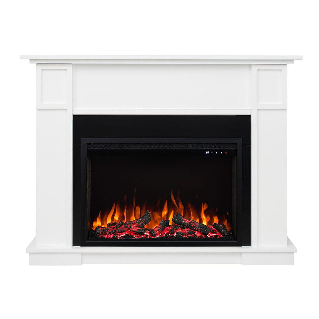 Cannes 1500W Electric Fireplace Heater White Mantel Suite With 30" Reno Insert - Moda Living