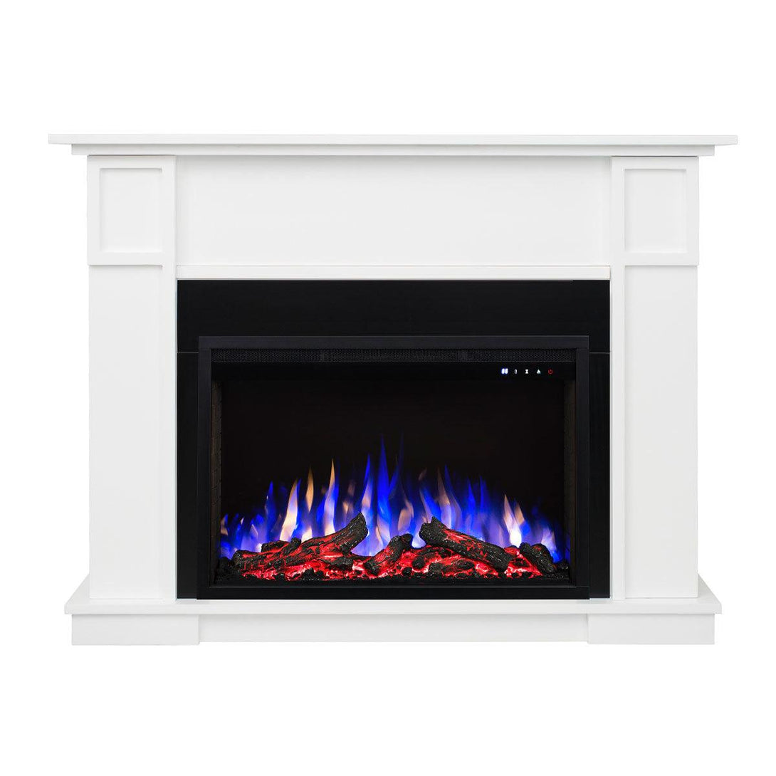 Cannes 1500W Electric Fireplace Heater White Mantel Suite With 30" Reno Insert - Moda Living