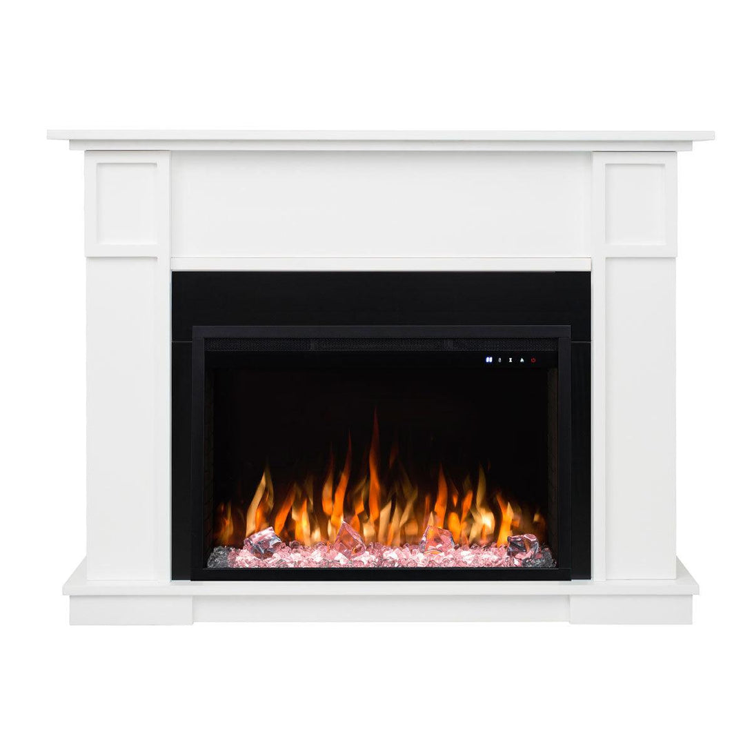 Cannes 1500W Electric Fireplace Heater White Mantel Suite With 30" Reno Insert - Moda Living