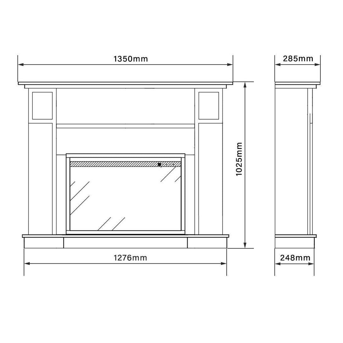 Cannes 1500W Electric Fireplace Heater White Mantel Suite With 30" Reno Insert - Moda Living