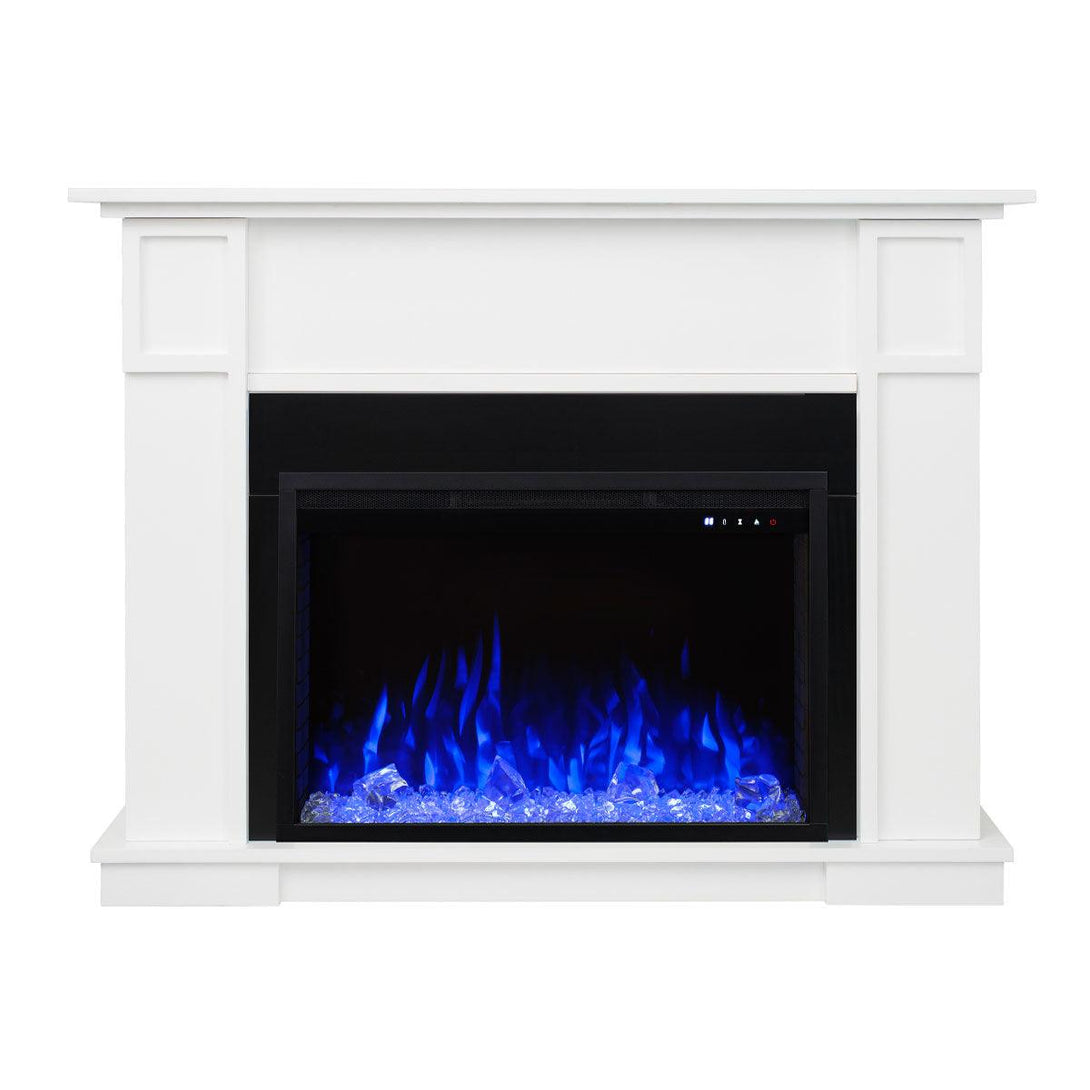 Cannes 1500W Electric Fireplace Heater White Mantel Suite With 30" Reno Insert - Moda Living