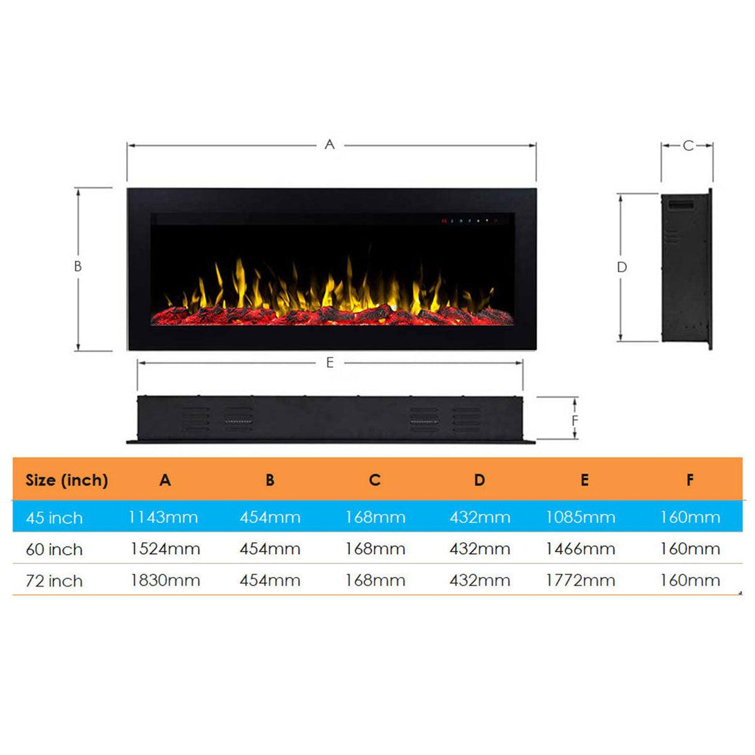 Sonata 1500W 45 inch Built-in Recessed Electric Fireplace - Moda Living