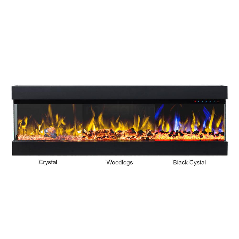 Zevoko 1600W 3 Sided 50 Inch Recessed / Wall Mounted Electric Fireplace - Moda Living