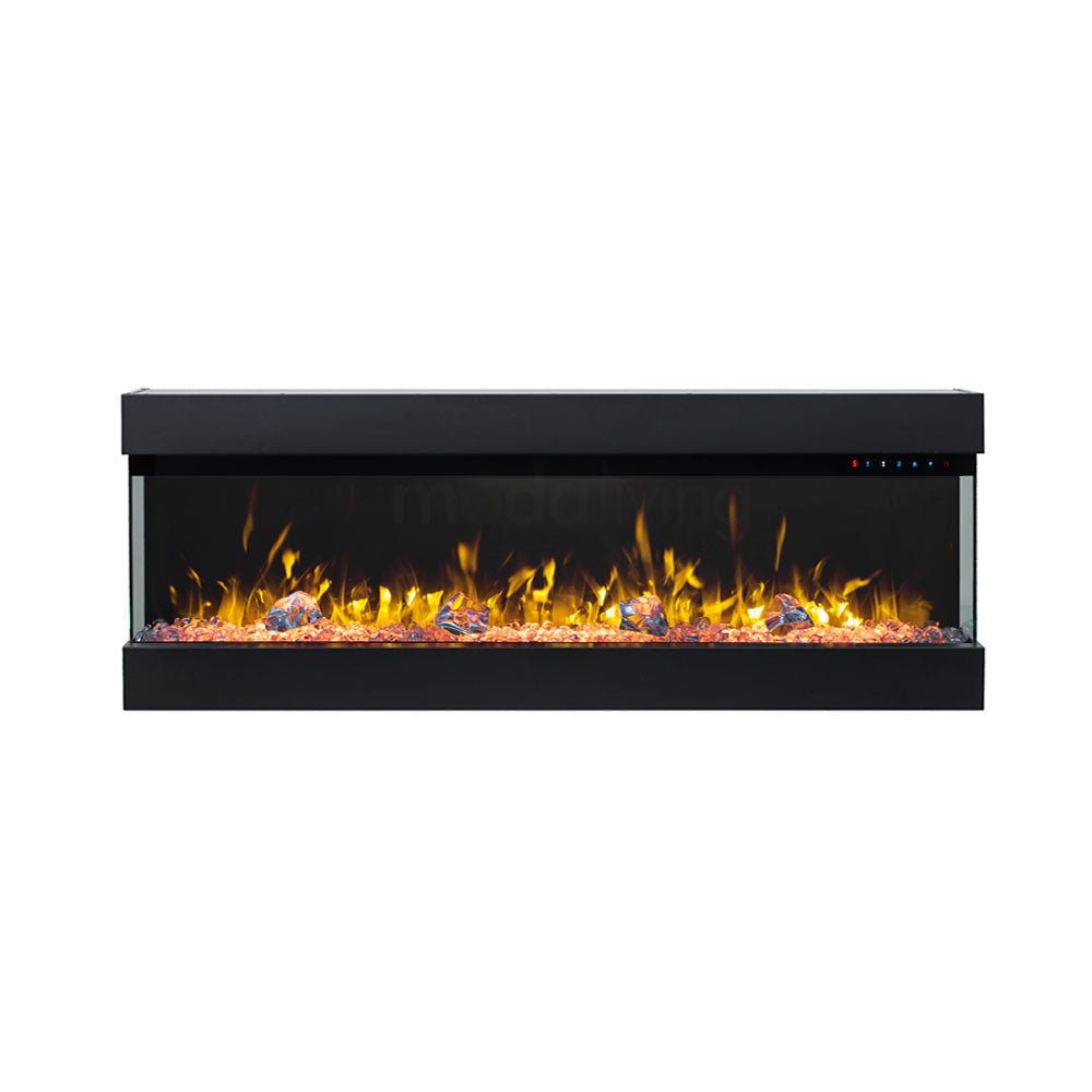 Zevoko 1600W 3 Sided 50 Inch Recessed / Wall Mounted Electric Fireplace - Moda Living