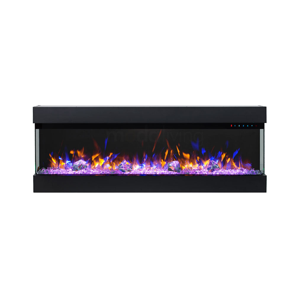 Zevoko 1600W 3 Sided 50 Inch Recessed / Wall Mounted Electric Fireplace - Moda Living